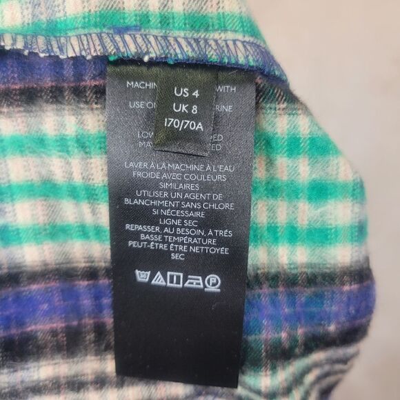 Urban Outfitters Tessa Green Blue Plaid High Waist Notched Ankle Pants Size 4 - Picture 7 of 9